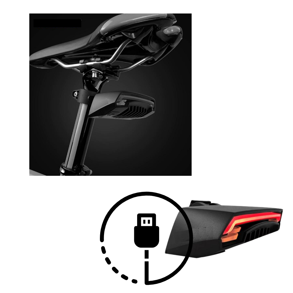 Sikkerhedsbaglygte til cykler med blinklys - Ozerty