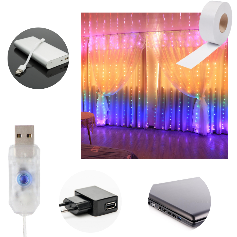 Forhæng med lys og fjernbetjening - Ozerty