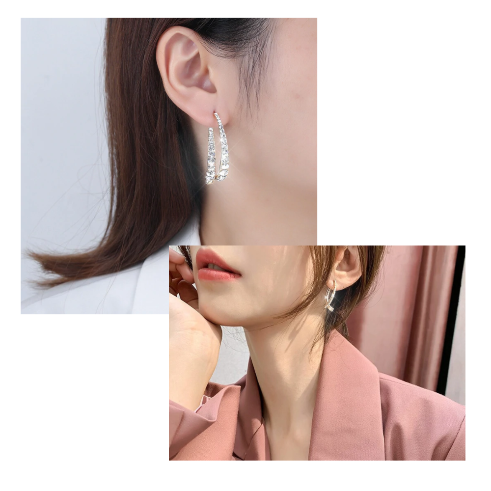 Sølv/guld korsbøjede øreringe - Ozerty