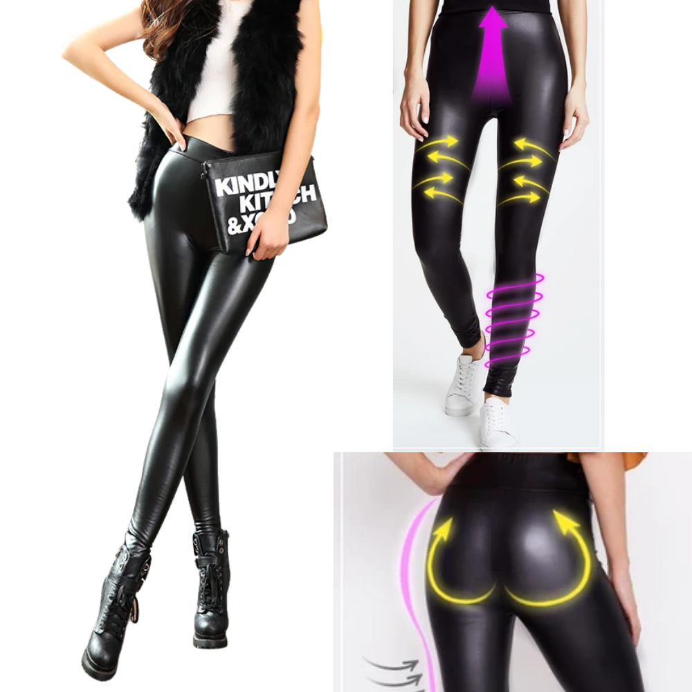 Bukser i kunstlæder med høj talje - Ozerty