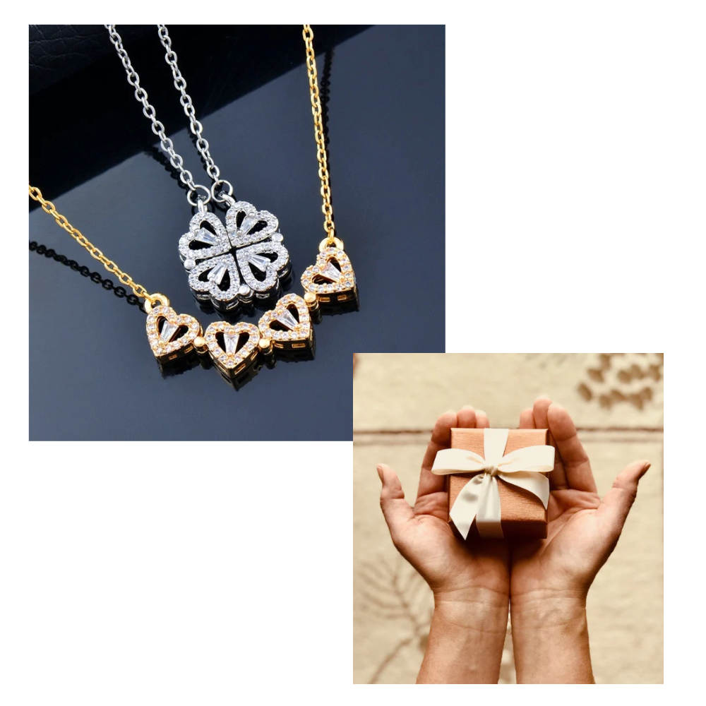 Fire-bladet hjerteformet halskæde - Ozerty