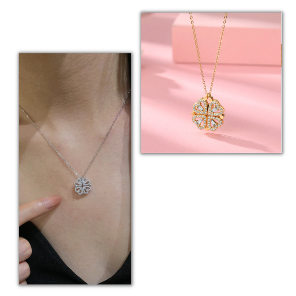 Fire-bladet hjerteformet halskæde - Ozerty