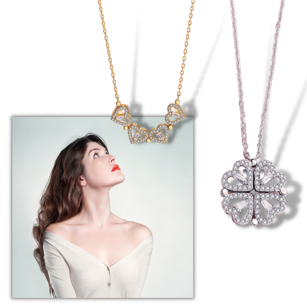 Fire-bladet hjerteformet halskæde - Ozerty