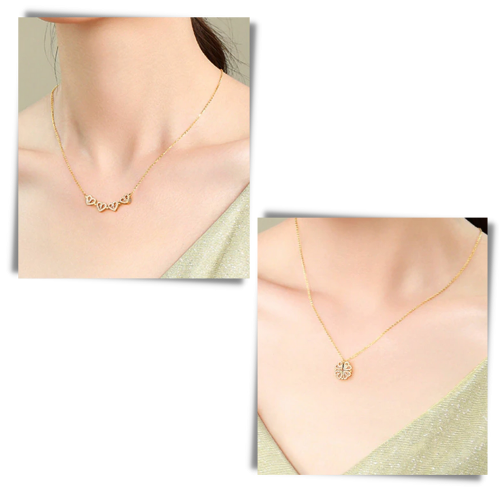 Fire-bladet hjerteformet halskæde - Ozerty