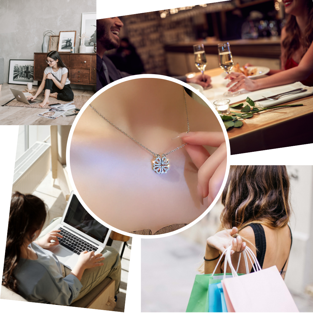 Fire-bladet hjerteformet halskæde - Ozerty