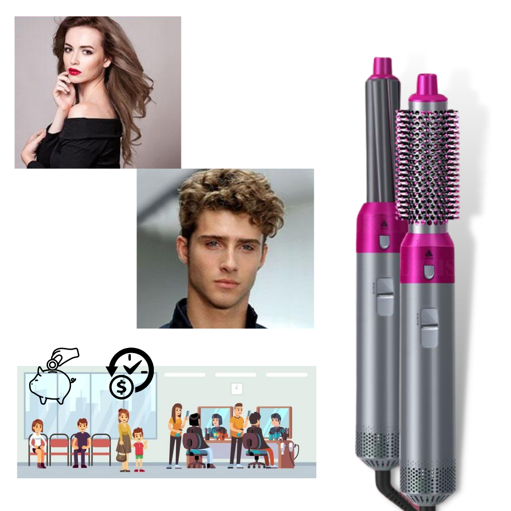 Hårglattejern 5-i-1 sæt - Ozerty