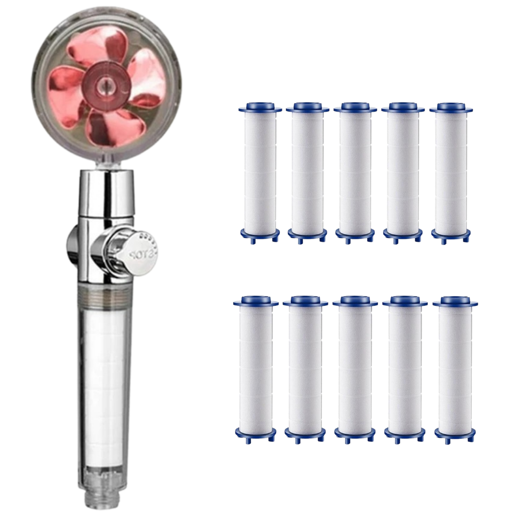 Brusehoved med roterende spiral med højt tryk