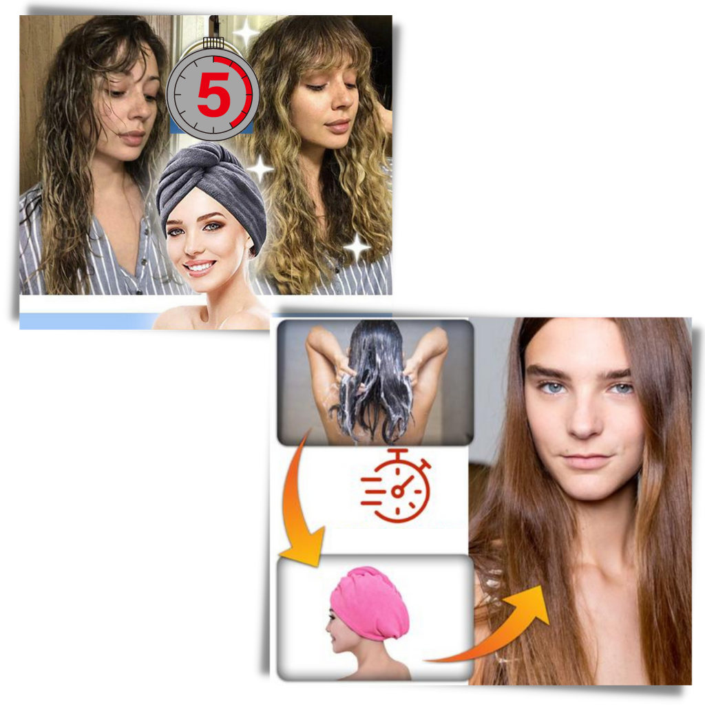 1 x Instant-dry hårhåndklæde - Ozerty