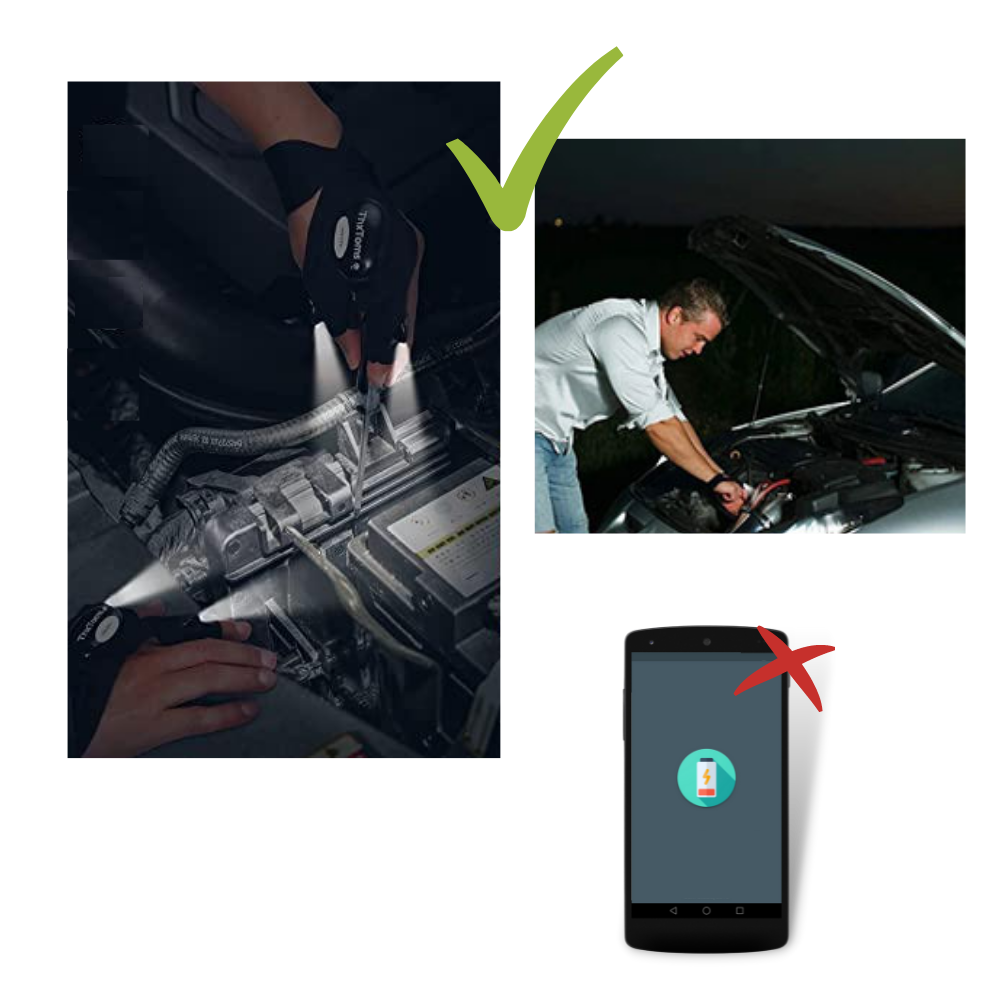 LED-handsker med vandtæt lys - Ozerty