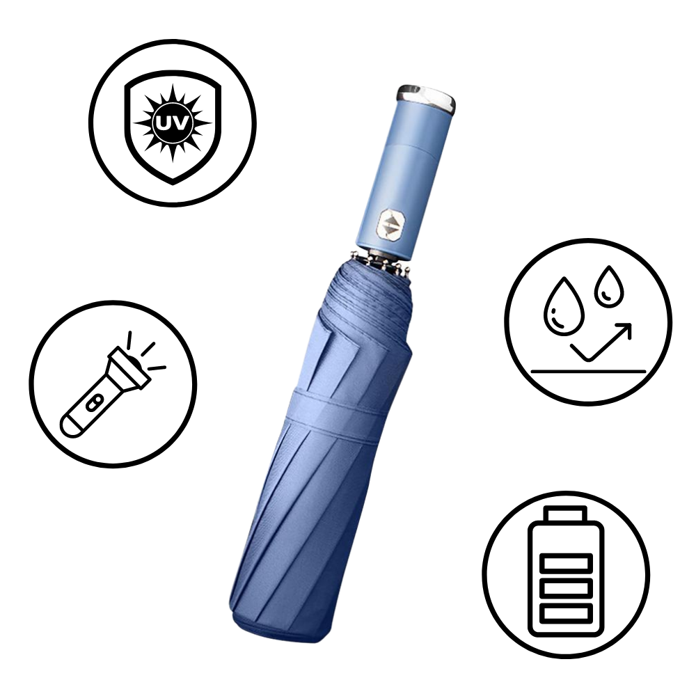 Vindtæt LED sol- og regnparaply - Ozerty