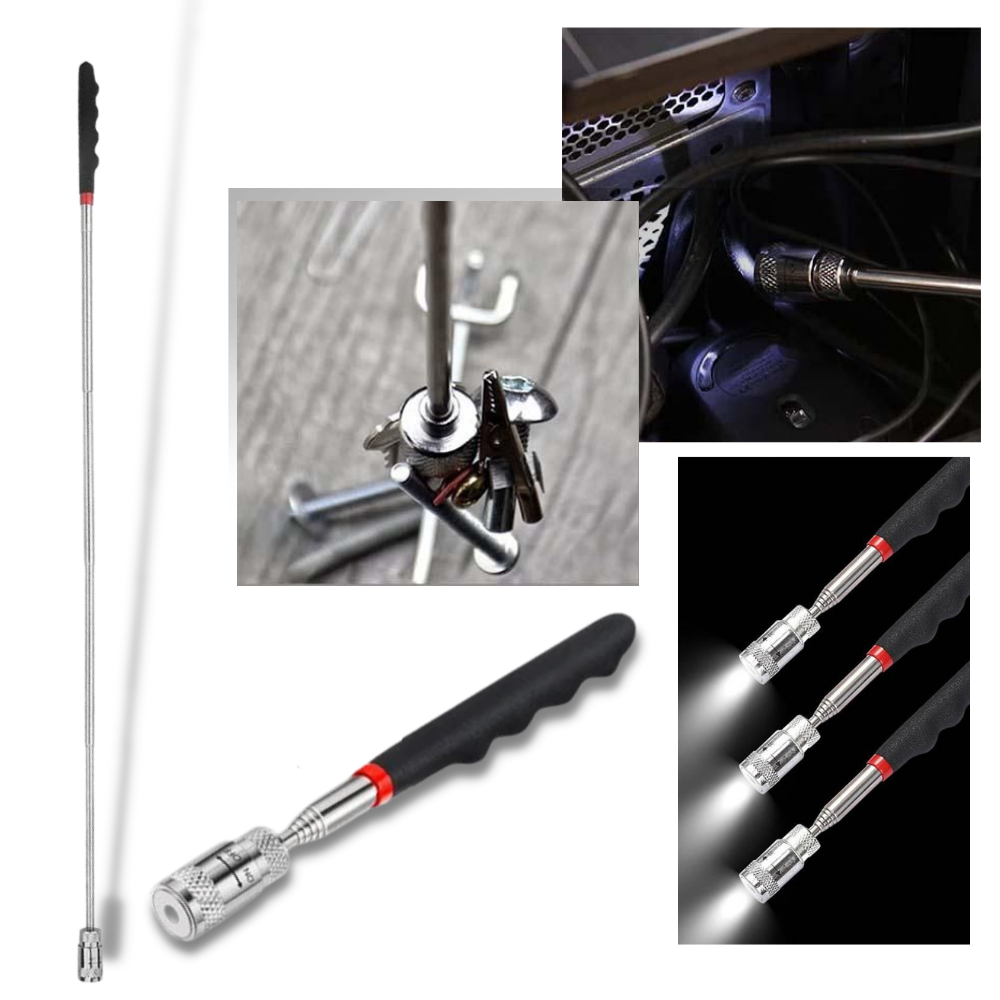 Udtrækkeligt magnetisk opsamlingsværktøj med LED-lys - Ozerty