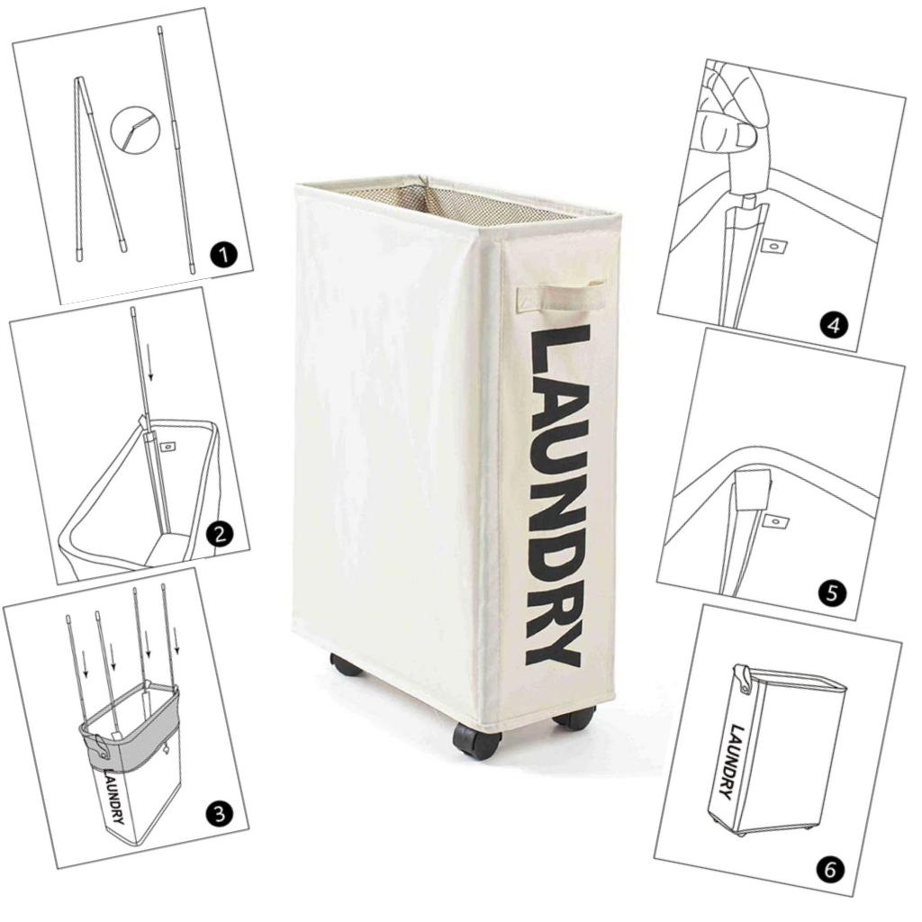 Bærbar Vasketøjskurv med Hjul - Ozerty