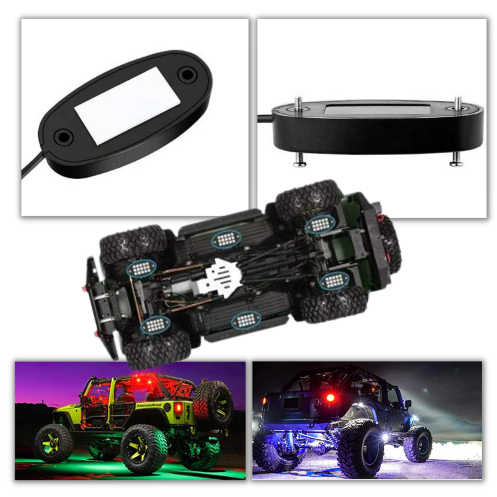 Pakke med 8 RGB-lys til køretøjer - Ozerty