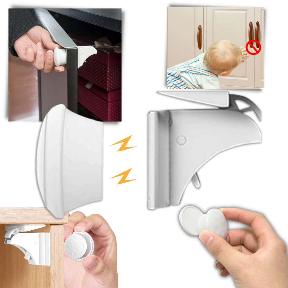 Pakke med 4 magnetiske skabslåse med børnesikkerhed - Ozerty