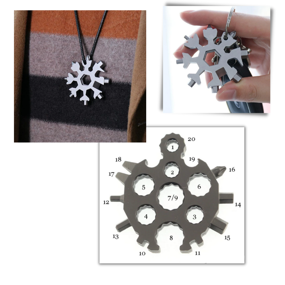 18-i-1 multiværktøj i rustfrit stål i snefnugsdesign - Ozerty