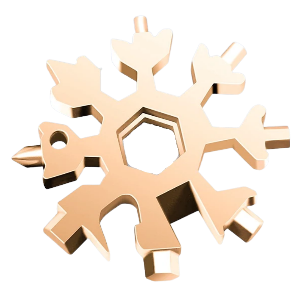 18-i-1 multiværktøj i rustfrit stål i snefnugsdesign