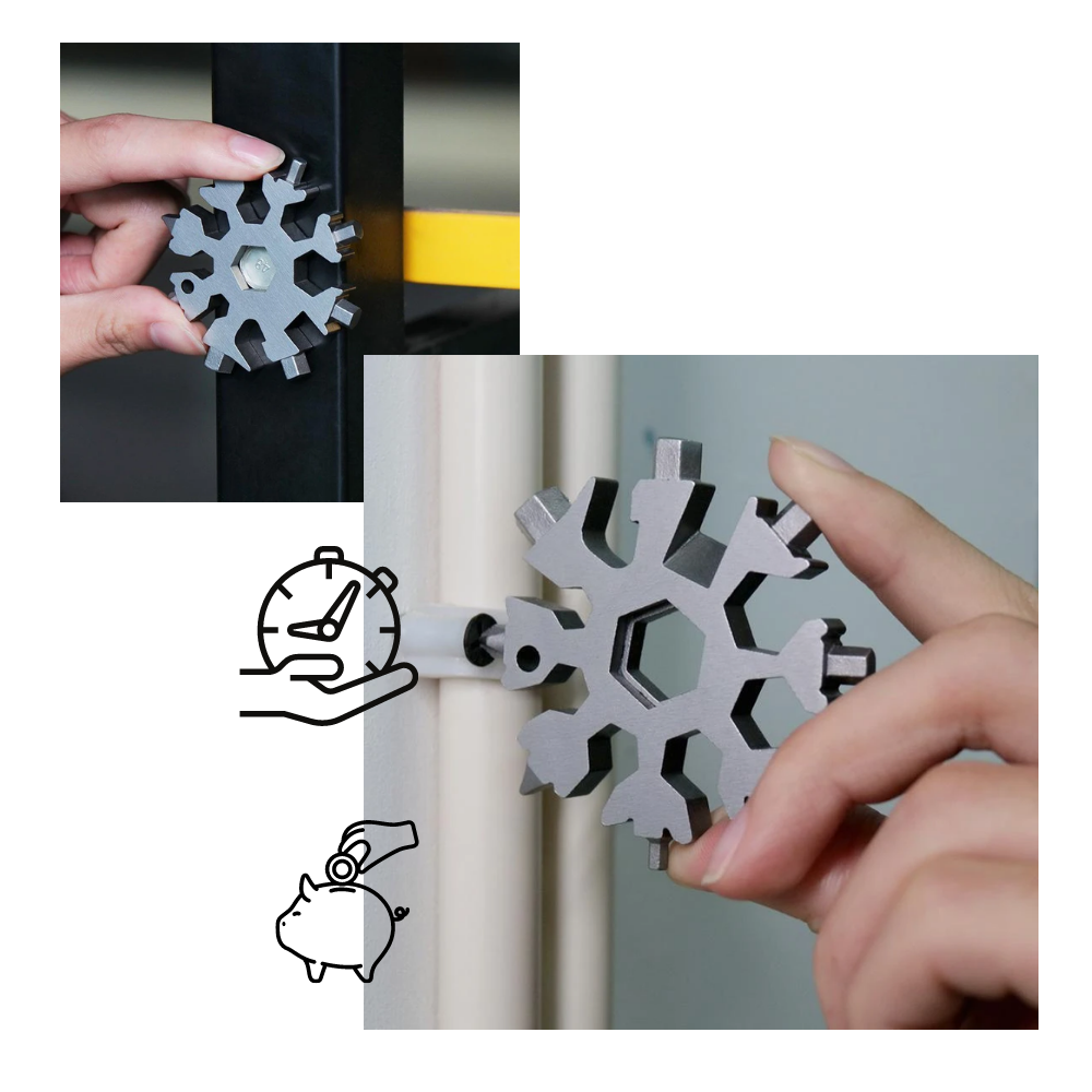 18-i-1 multiværktøj i rustfrit stål i snefnugsdesign - Ozerty