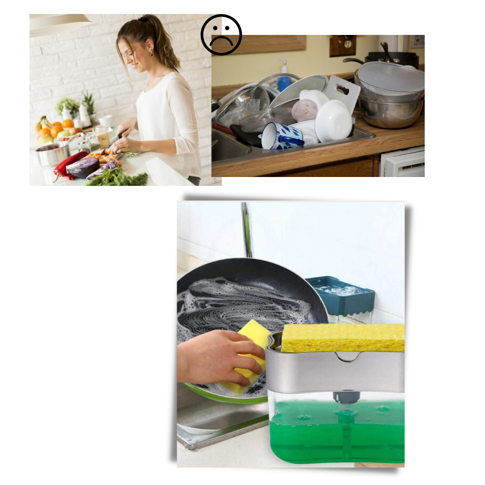 Køkkenvaskemiddelsdispenser med svampholder - Ozerty