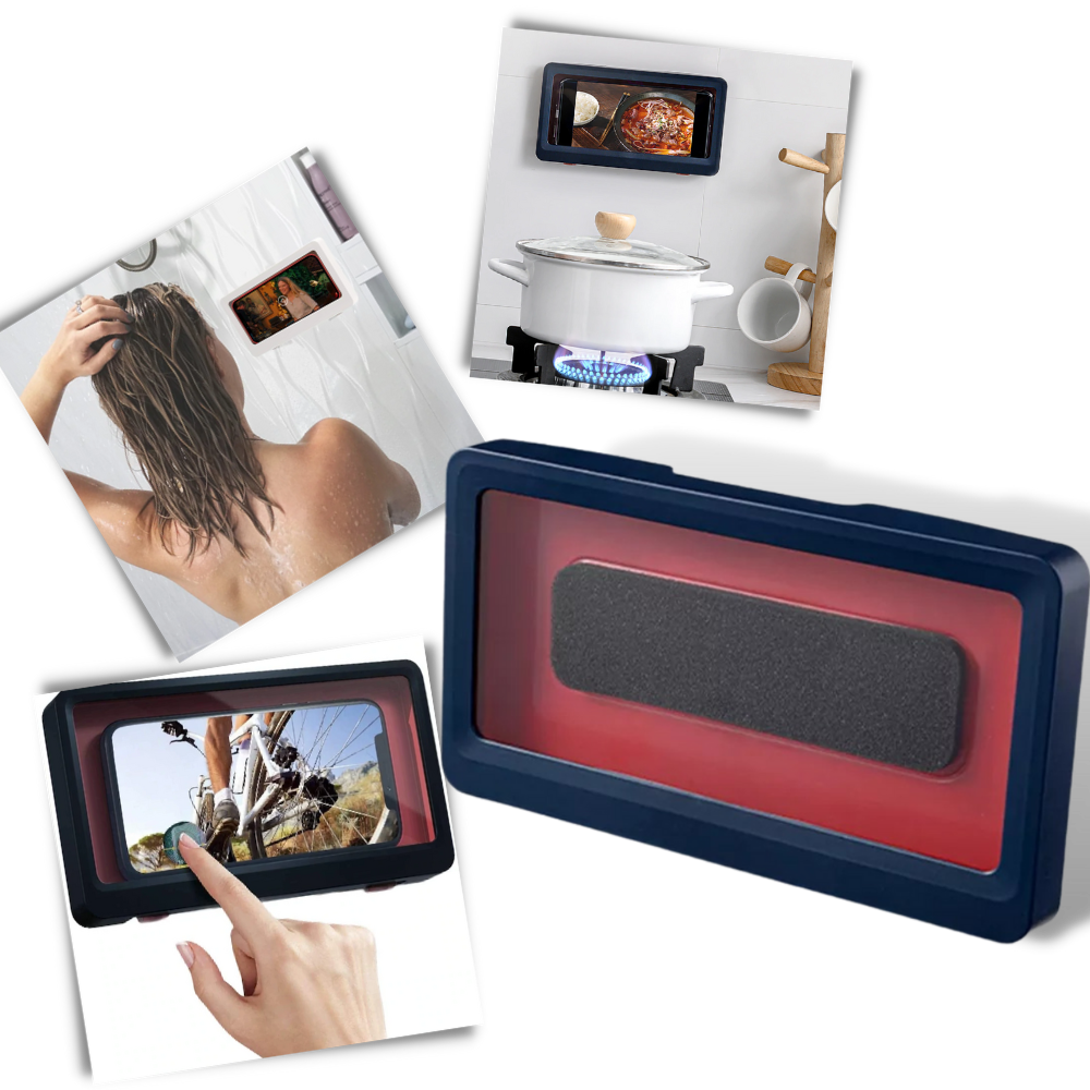 Vandtæt telefonholder med cover til vægmontering under bruser - Ozerty