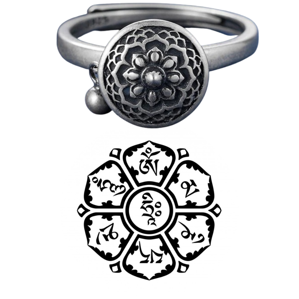 Snurrende buddhistisk mantra ring til kvinder - Ozerty