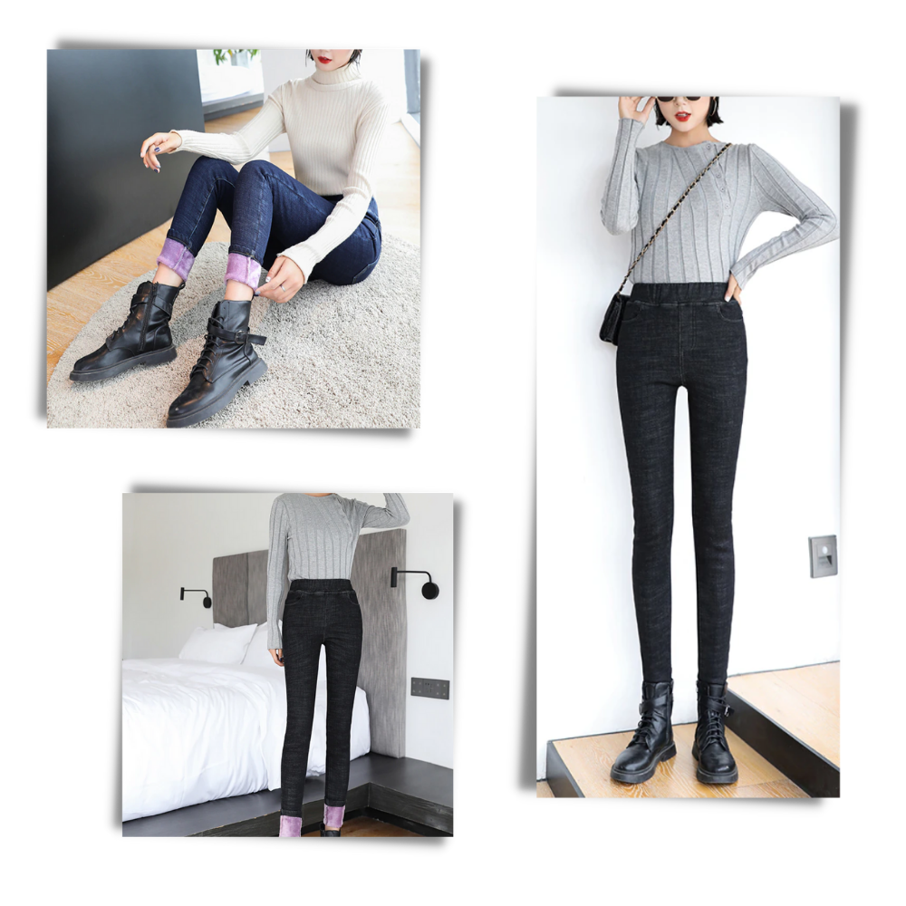 Jeggings til kvinder med termisk fleece - Ozerty