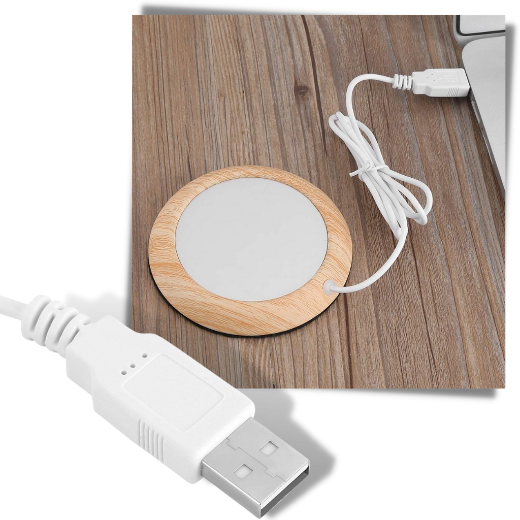 USB Elektrisk Kopvarmer i Træ - Ozerty