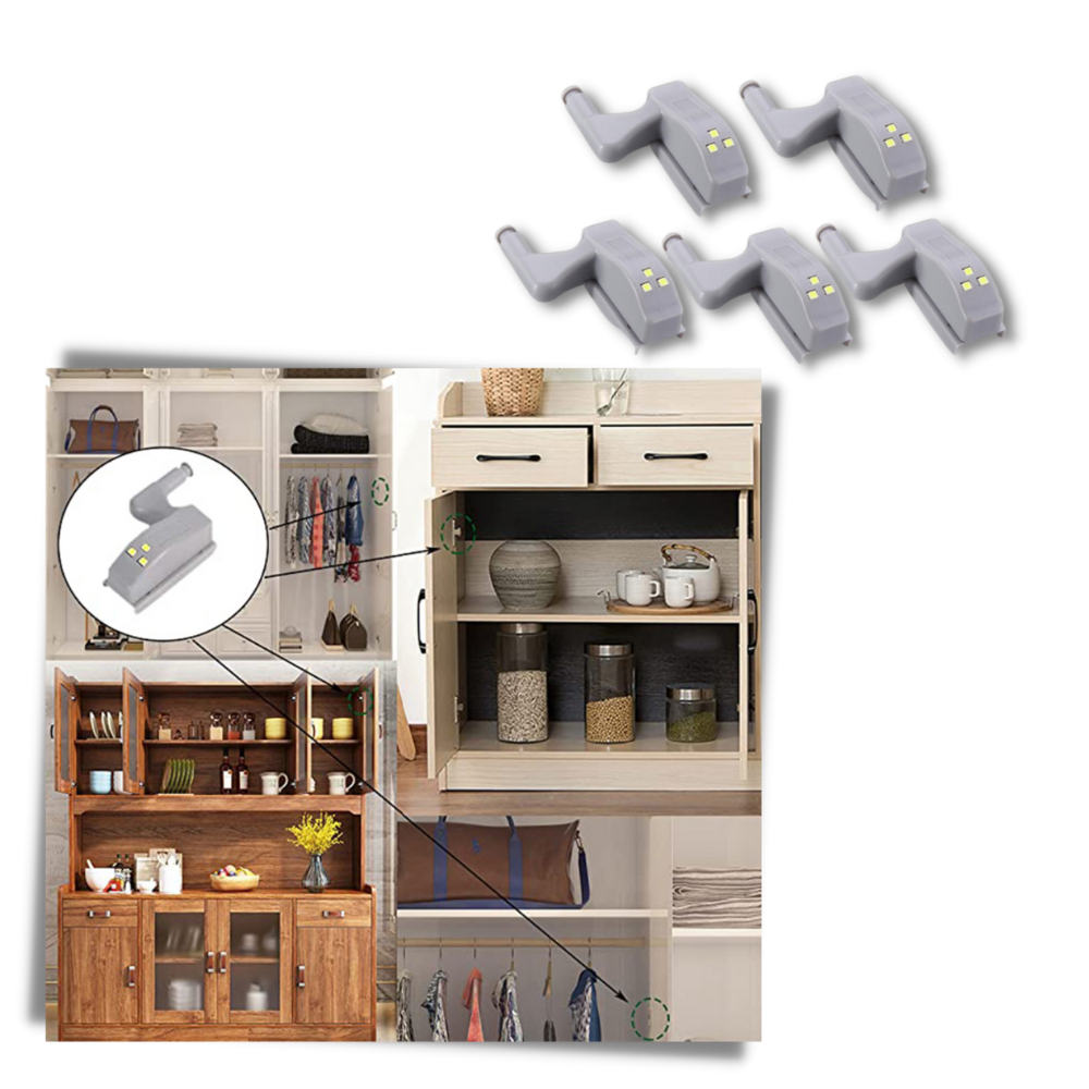 Pakke med 10 LED-lamper til hængsler - Ozerty