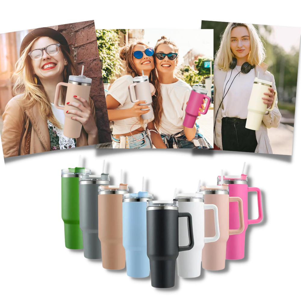 Isoleret kop til bilen med stor kapacitet og hank
- Ozerty