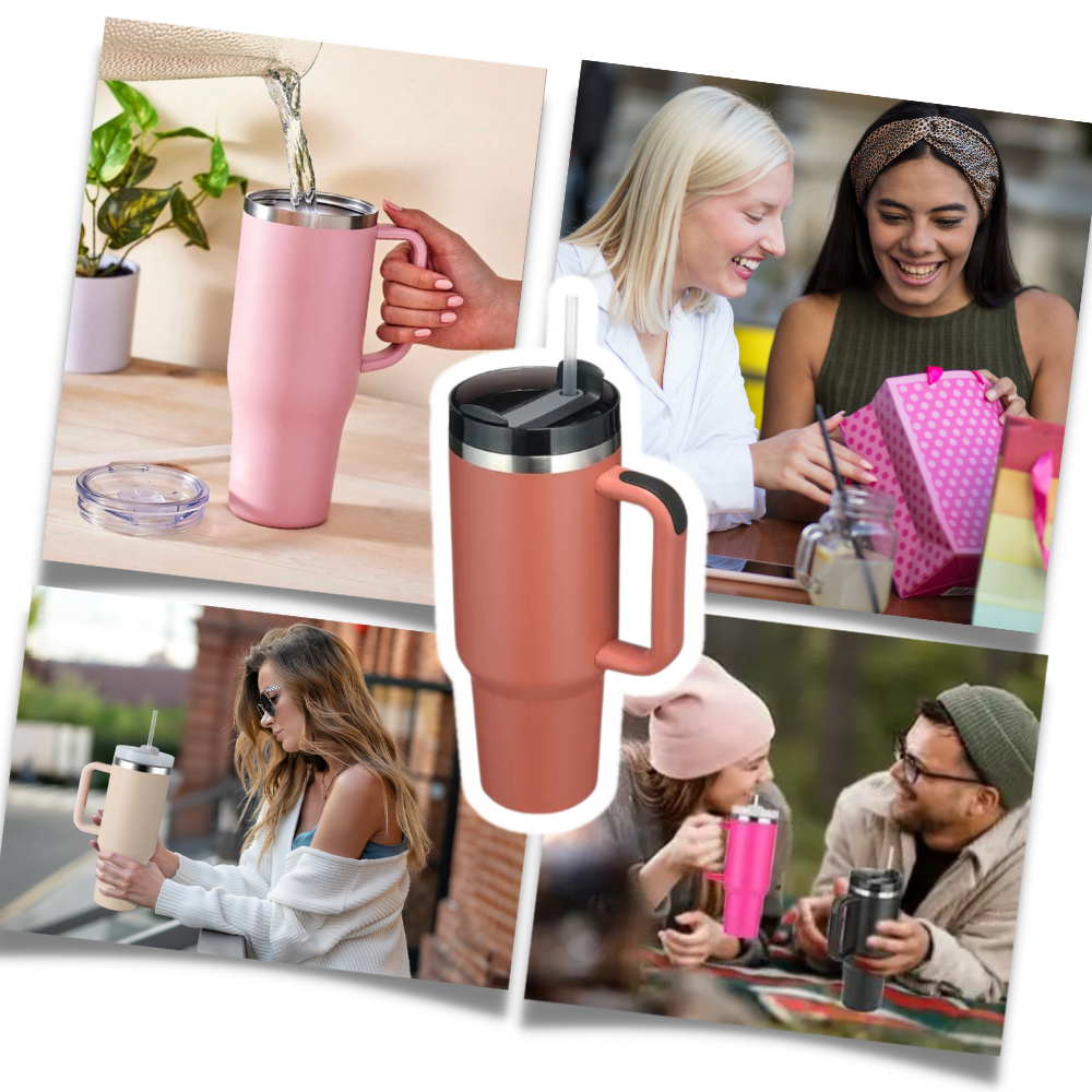 Isoleret kop til bilen med stor kapacitet og hank
- Ozerty