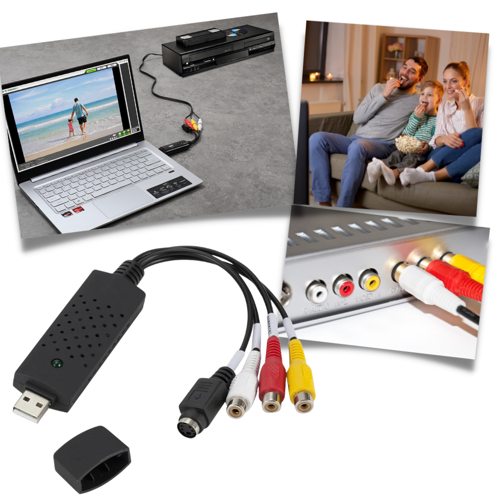 USB 2.0 Adapter til lettere optagelse af video TV DVD VHS DVR
- Ozerty