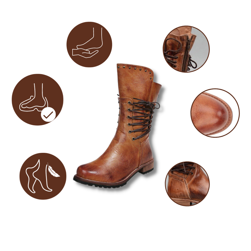 Vintage halvstøvler i PU-læder
- Ozerty