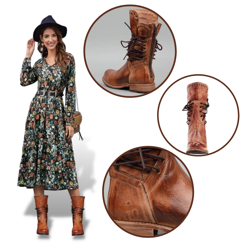 Vintage halvstøvler i PU-læder
- Ozerty