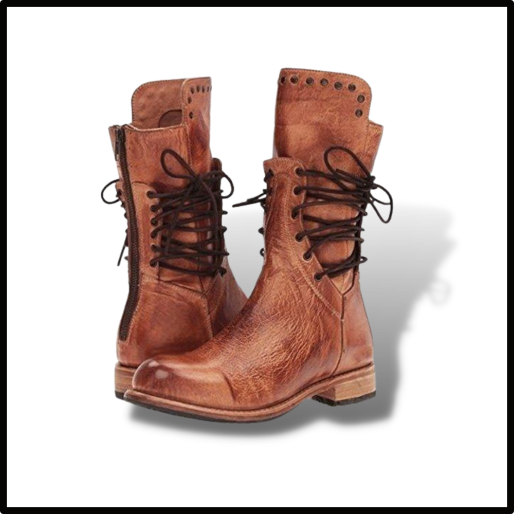 Vintage halvstøvler i PU-læder
- Ozerty