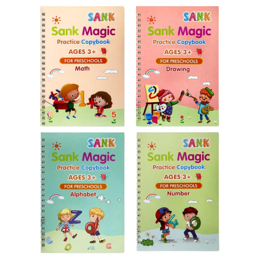 Skrivebøger med øvelser til at skrive og viske af
-4 Bøger på engelsk - Ozerty