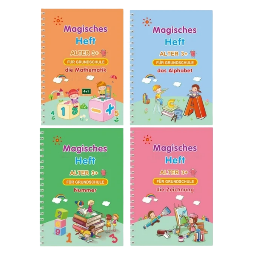 Skrivebøger med øvelser til at skrive og viske af
-4 Bøger på tysk - Ozerty