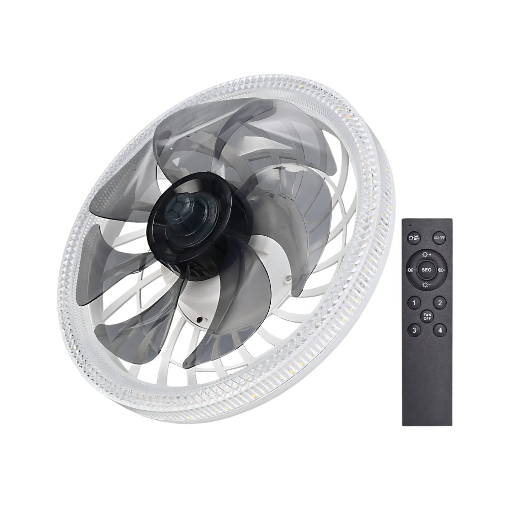 Æstetisk loftsventilator med lys og fjernbetjening -Sort - Ozerty