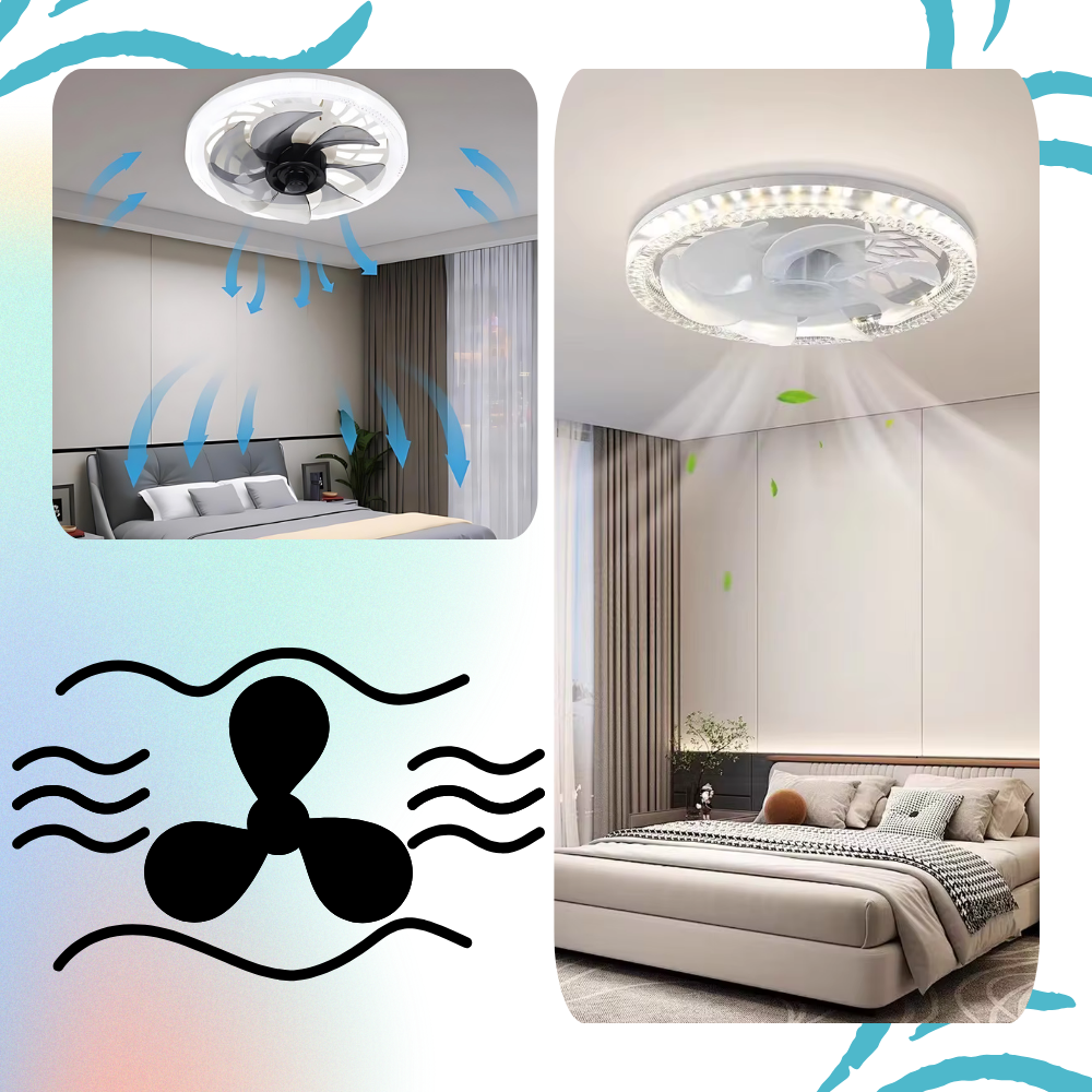 Æstetisk loftsventilator med lys og fjernbetjening - Ozerty