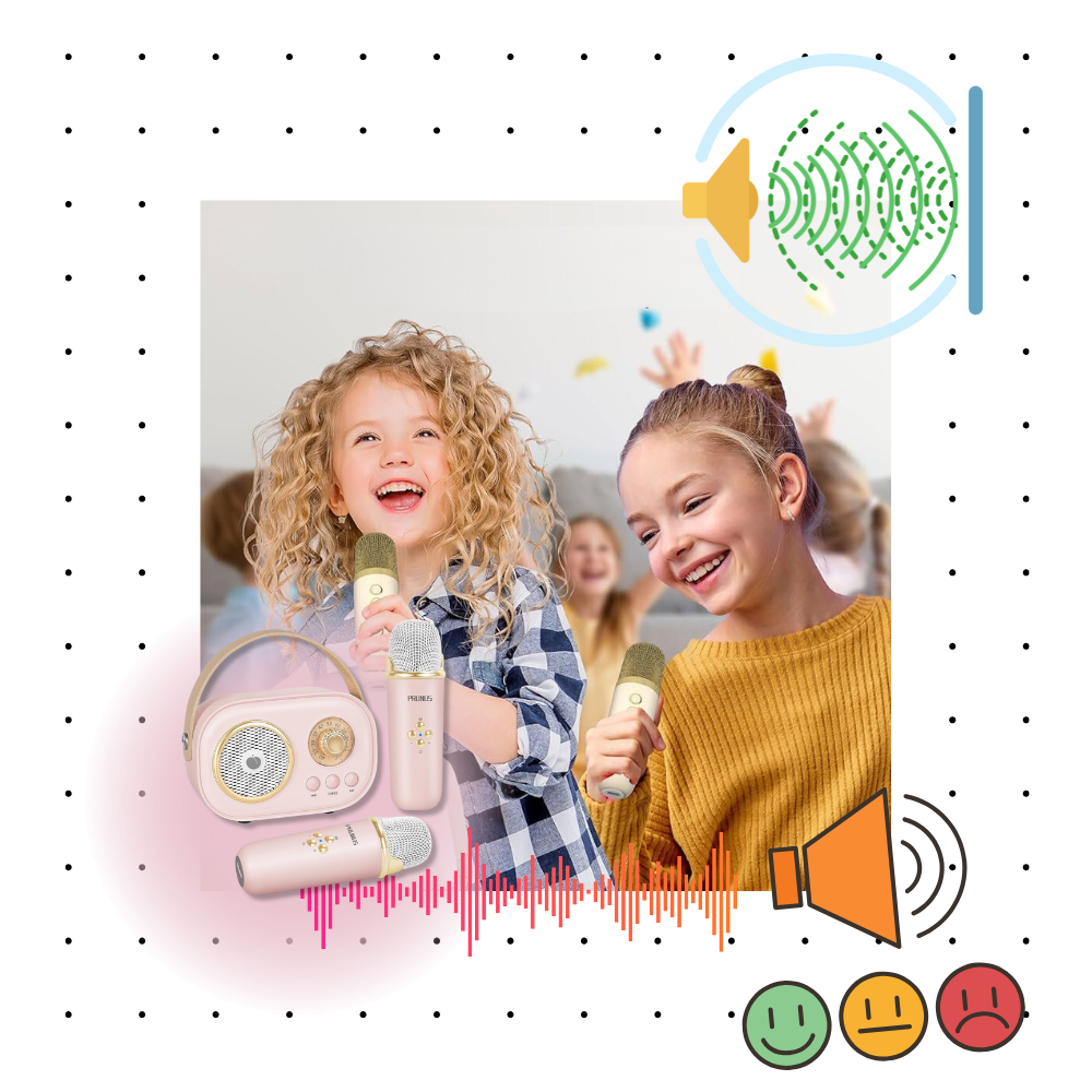 Bluetooth Mini Karaoke med to mikrofoner til børn - Ozerty