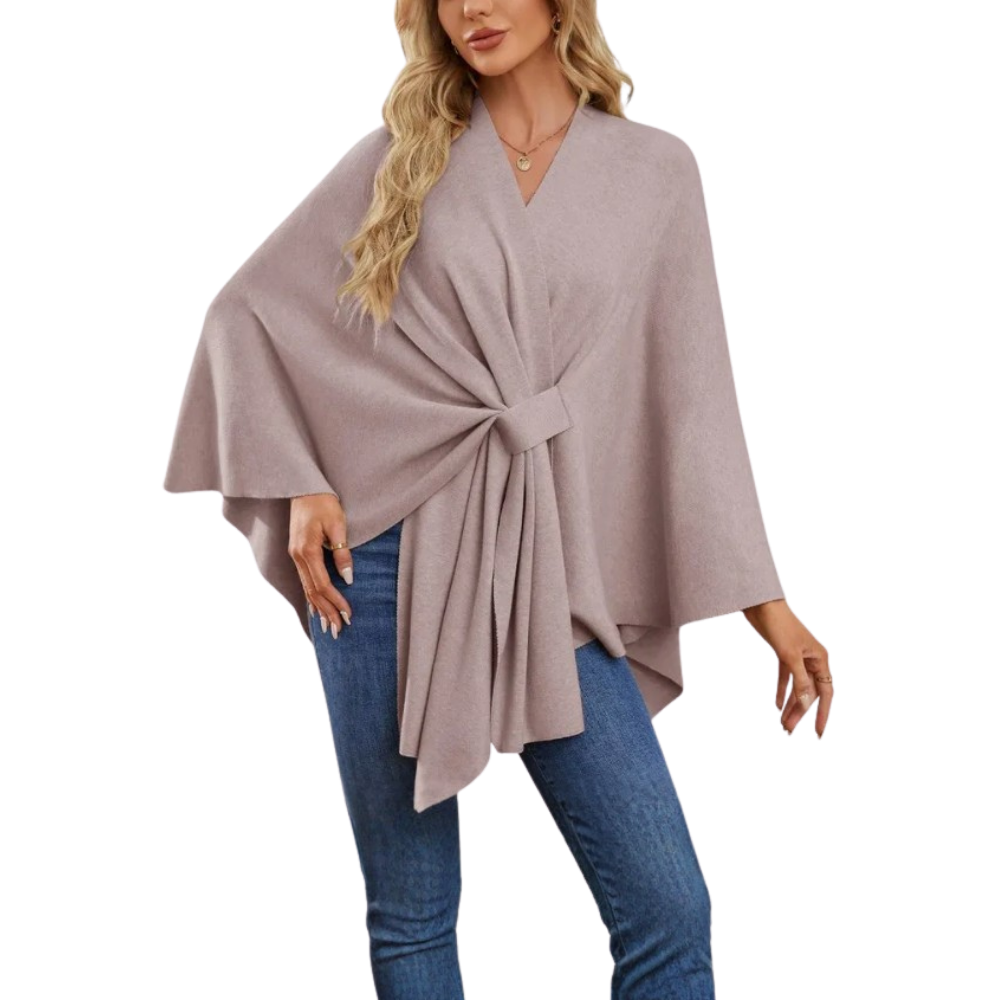 Chic strikket poncho til kvinder -Lilla - Ozerty
