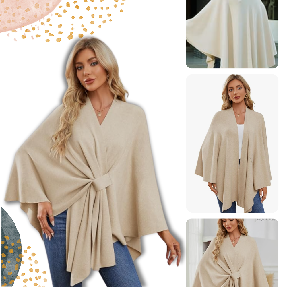 Chic strikket poncho til kvinder - Ozerty