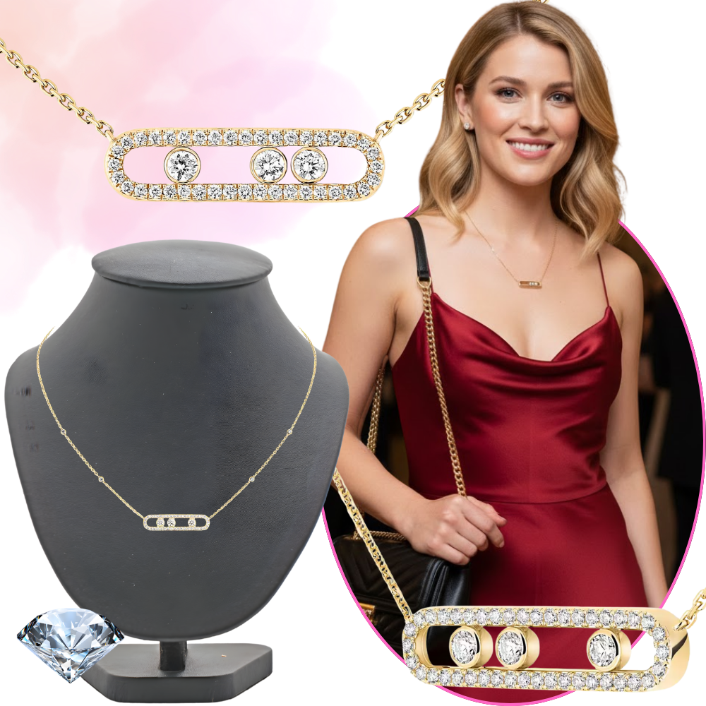 Klassisk Halskæde med Tre Sten - Ozerty