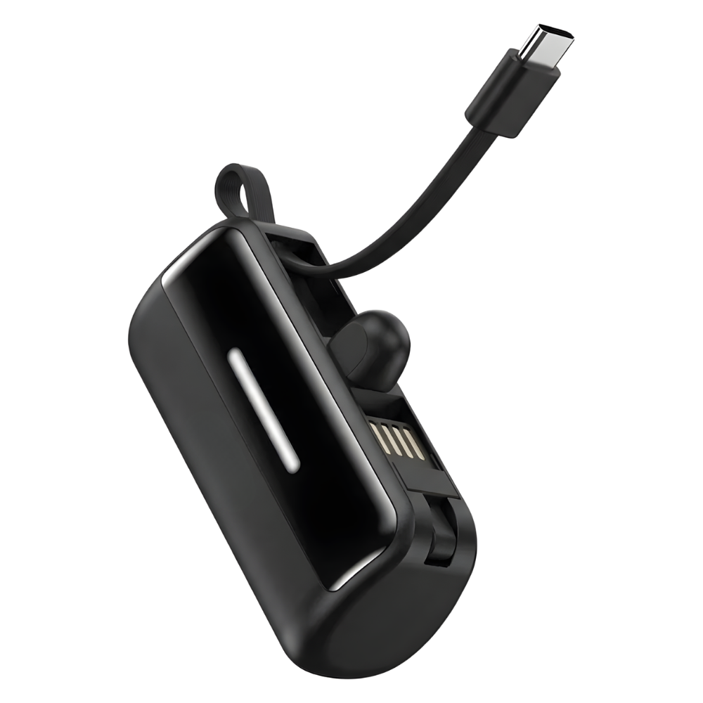 Mini Powerbank med Stativ -Sort - Ozerty