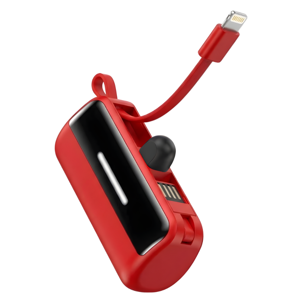 Mini Powerbank med Stativ -Rød - Ozerty