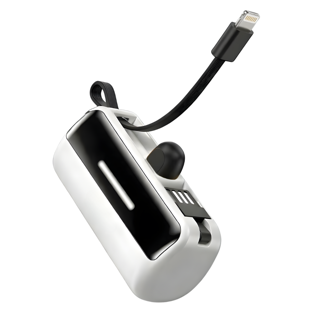 Mini Powerbank med Stativ -Hvid - Ozerty