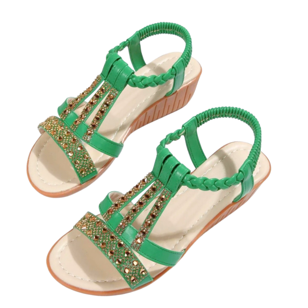 Elegante ortopædiske boho-sandaler

 -Grøn - Ozerty