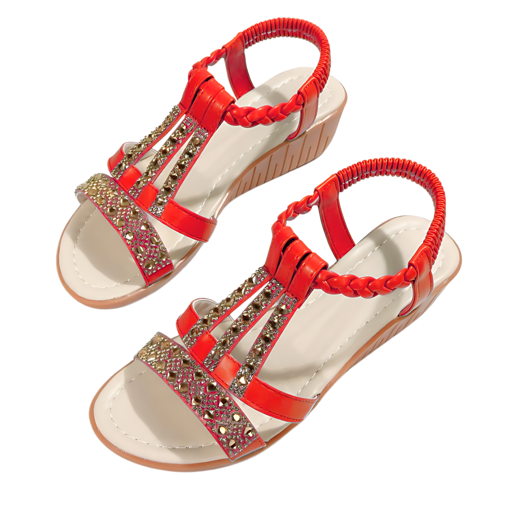 Elegante ortopædiske boho-sandaler

 -Rød - Ozerty