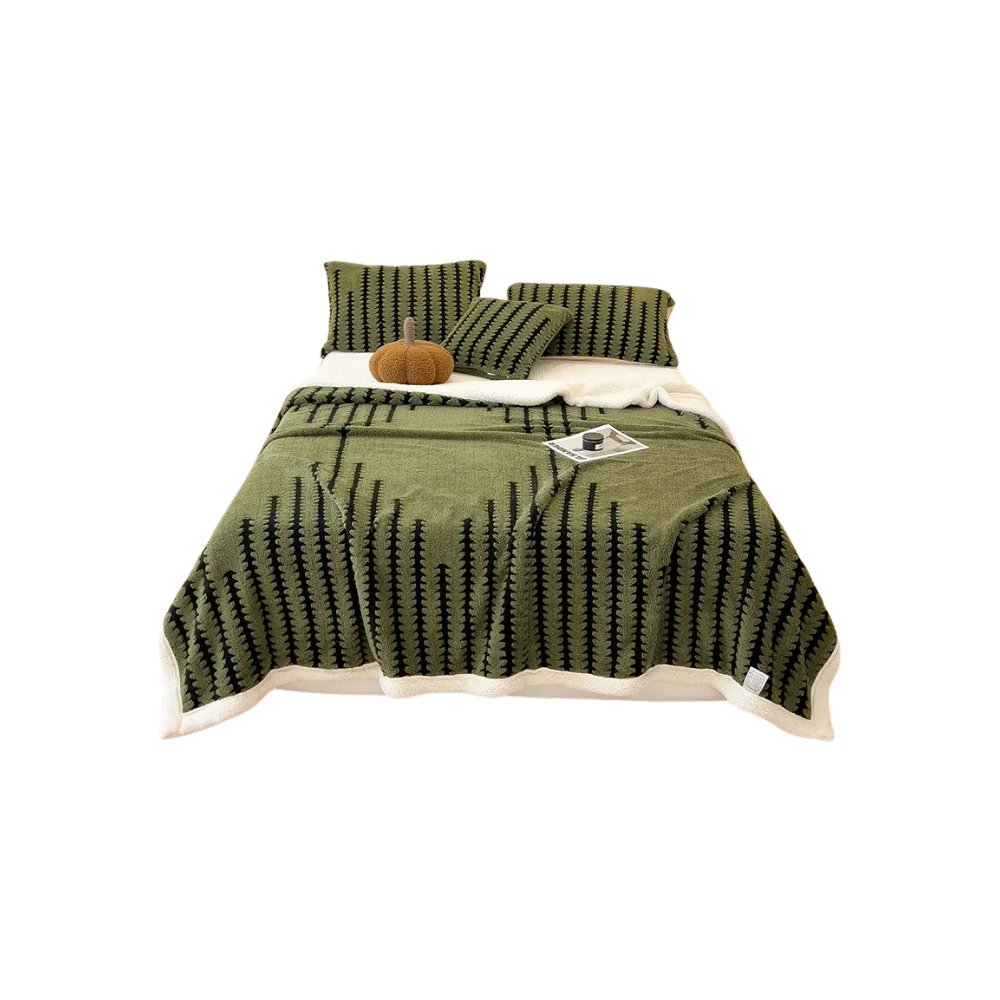 Blødt Jacquard Vintertæppe -Grøn - Ozerty