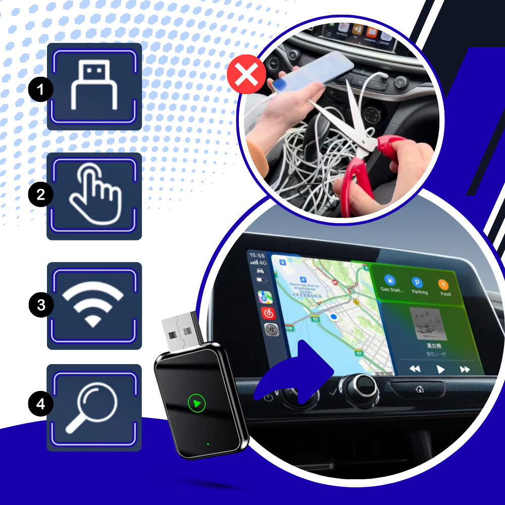 Trådløs CarPlay Adapter - Ozerty