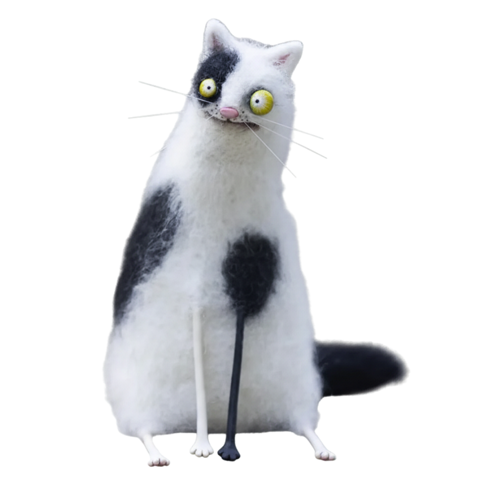 Sjov Pjusket Dekorationskat -Plettet kat - Ozerty