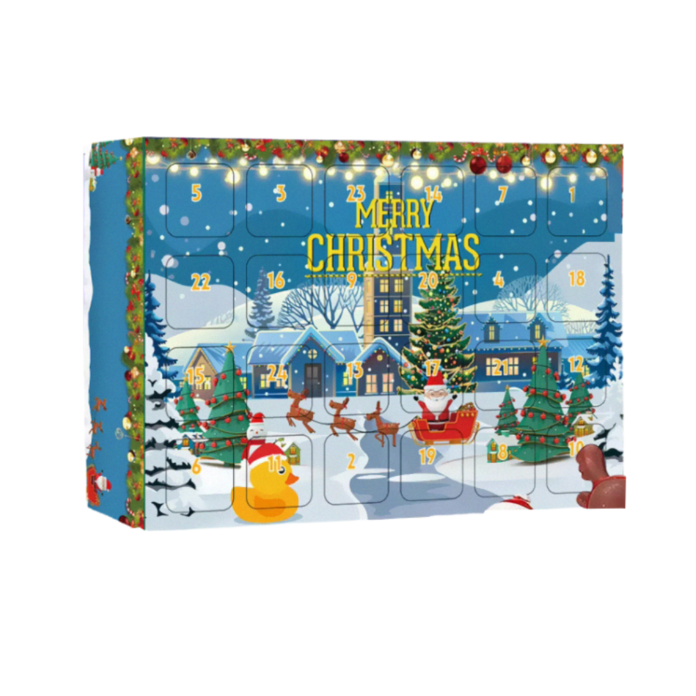 Adventskalender med ænder i halloween- og juletema -Gule juleænder - Ozerty